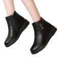 Ladieswear shoes winterfleece-lined soft leather cotton shoes women's heattechnon-slipflats middle-aged leather shoes soft bottom middle-aged and elderly short boots