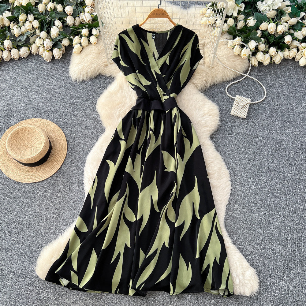 Korean style commute-friendly sleeveless printed dress - women's spring new arrival, high-waisted, a-line maxi dress with a touch of luxury and unique design
