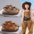 Girls' retro velcro sandals -  summer new arrivals: versatile, comfortable, and casual flat sandals for kids, perfect for beach and everyday wear