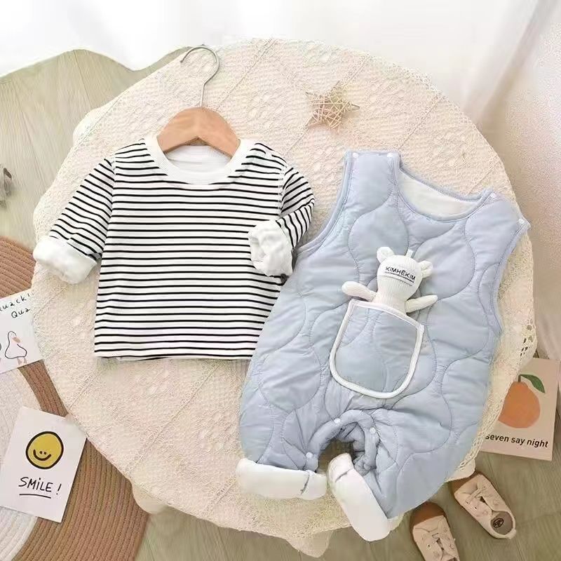 Newborn baby clothes autumn winter cotton-padded rompers overalls thin cotton onesies autumn and winter outing wear for boys and girls