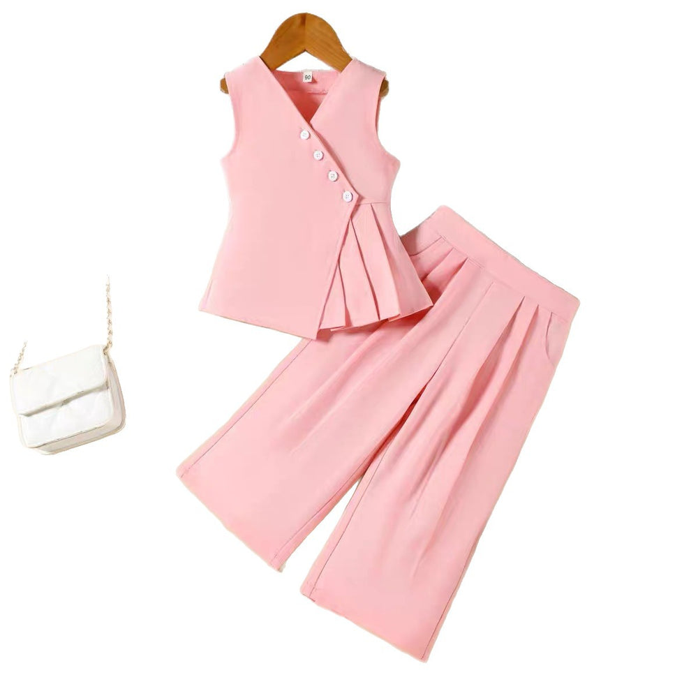girls' short sleeve suit  summer new style
