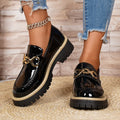 Export thick heel thick sole small leather shoes new arrivalspring & fall loafers plus sizecasual patent leather british style women's shoes