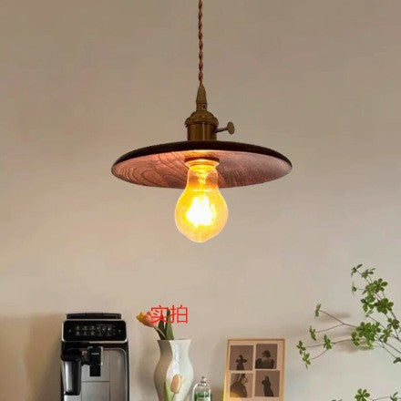 ins Nordic black walnut nostalgic lighting, bedroom bedside lamp, bar brass dining room lamp, wabi sandy chandelier