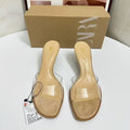 Za2025 summer women's open-toe heeled sandals - stiletto, transparent thong, crystal heel