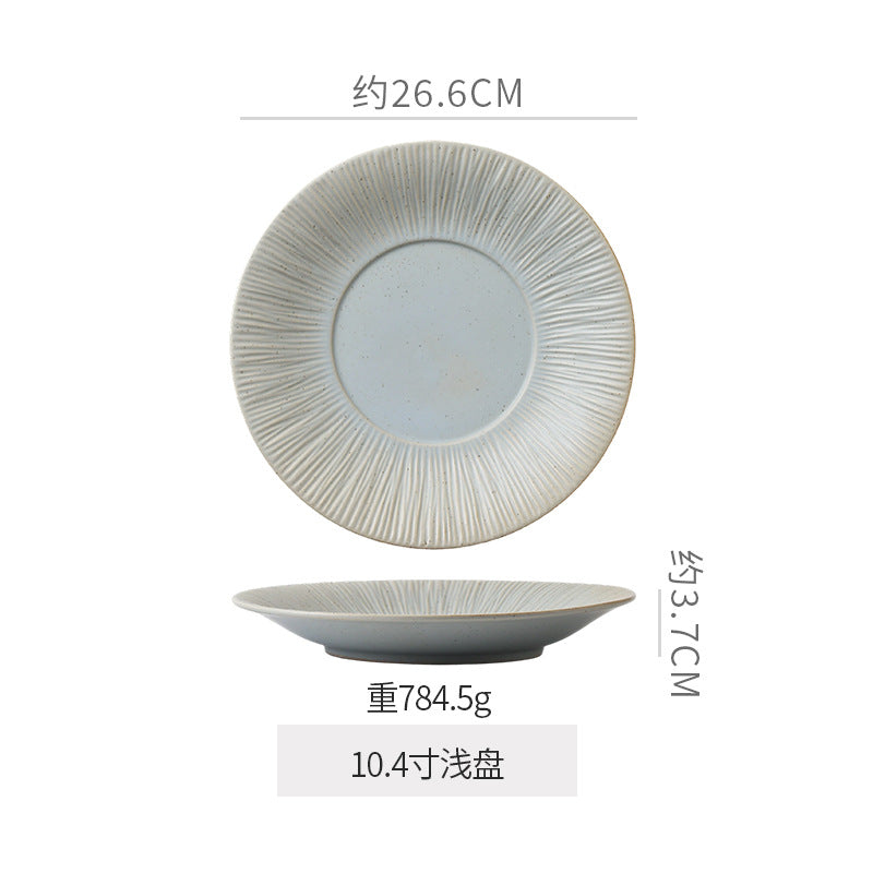 Retro kiln line pattern high-looking tableware restaurant hotel stylish display dessert plate steak plate for home dish plate