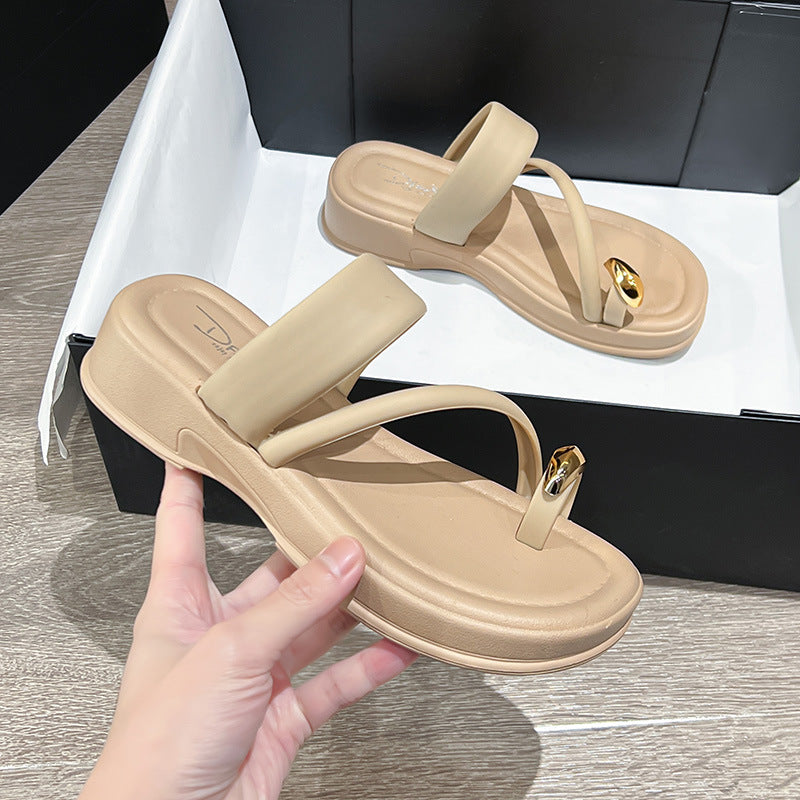 Fashion slippersoutwear women's slippers 2025 summernew arrival women's fashionplaidthick sole sandals and slippers breathable