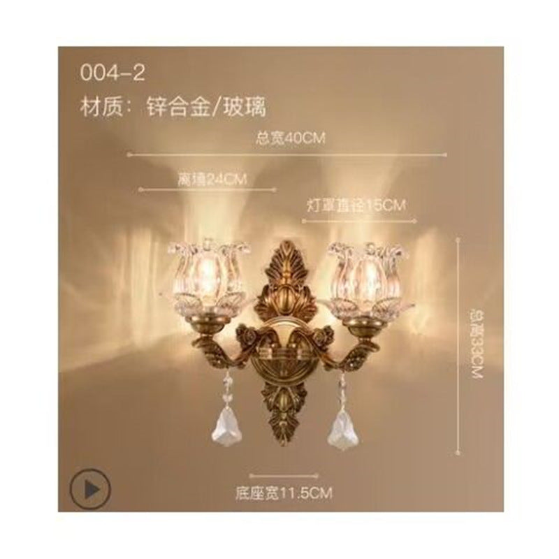 Three-head european style wall sconce - bedroom bedside lamp, wall-mounted living room background lighting, led corridor new arrival aisle fixture