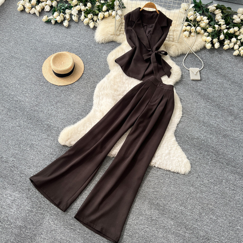 Lightly mature elegance style classy sense of binding two-piece set women's summernew arrivalwork clothing suit collar loose pantseasiest for matchsuit