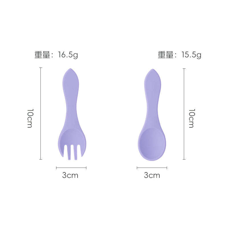 Silicone kids' meal set: baby food training suction bowl, food-grade fork and spoon, feeding utensils for babies