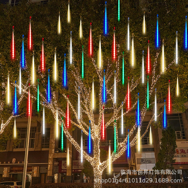 Meteor shower led lights colorful lights flashing lights string lights gypsy stars outdoor waterproof atmosphere decoration hanging tree lights landscape lights