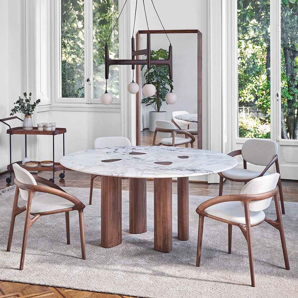 Italian dining chair - modern minimalist high-end home dining chair - leather dining chair - italian minimalist style dining chair - fabric dining chair