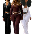 Export fashionfashion women's lapel half zipper drawstring loose pants retro street trendy two-piece setsuit women