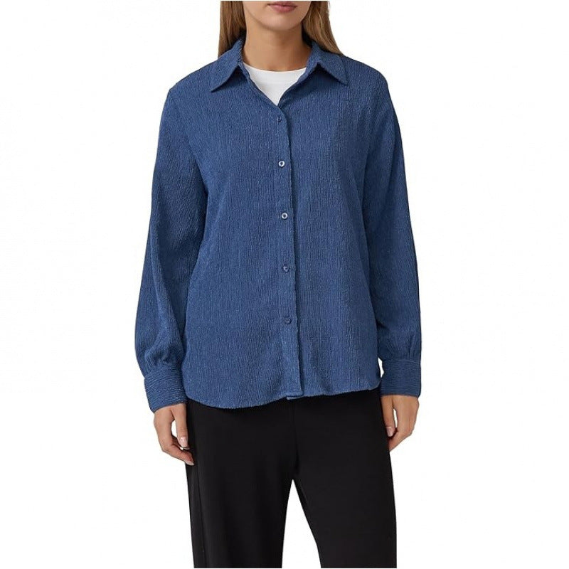 fashionpolo collar long sleevesshirt women's  spring new arrivalfashionelegant formal tops