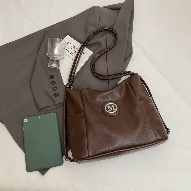 Retro tote extra large bag women's 2025 new high-end soft-sided versatile backpack multi-functional shoulder messenger bag