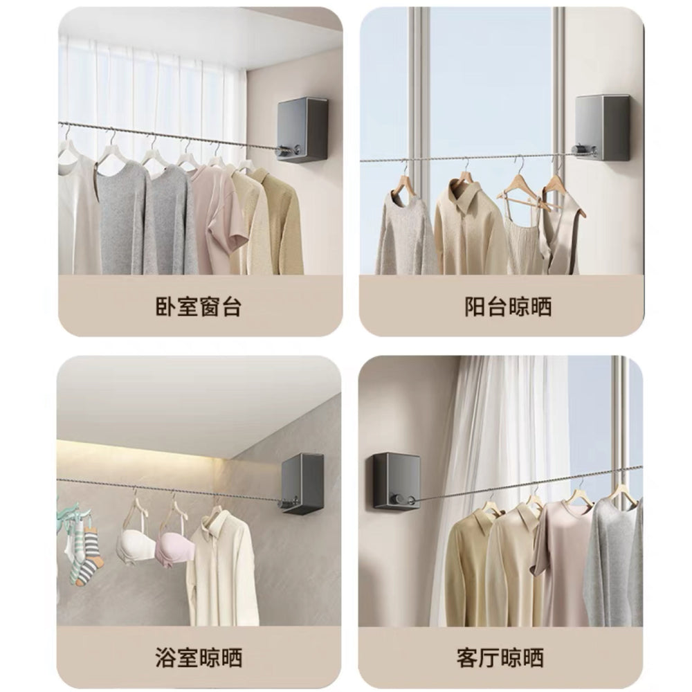 Balcony invisible clothesline gun gray clothes drying artifact rope indoor punch-free bathroom telescopic wire rope