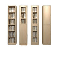 Solid wood bookcase with glass door, kids' bookshelf, home living room storage cabinet, dustproof display cabinet, narrow gap shelf