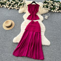 Elegant two-piece summer outfit: high-end sleeveless knit top & high-waisted bodycon midi skirt set