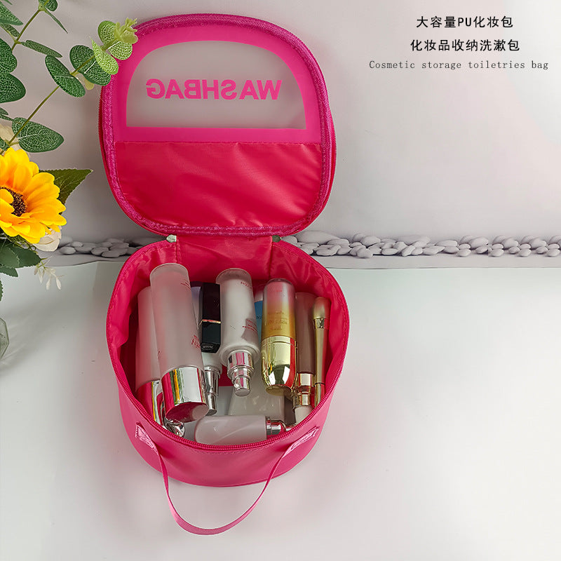 PU waterproof portable toiletries cosmetic bag ins high value large capacity portable cosmetics storage travel toiletries bag