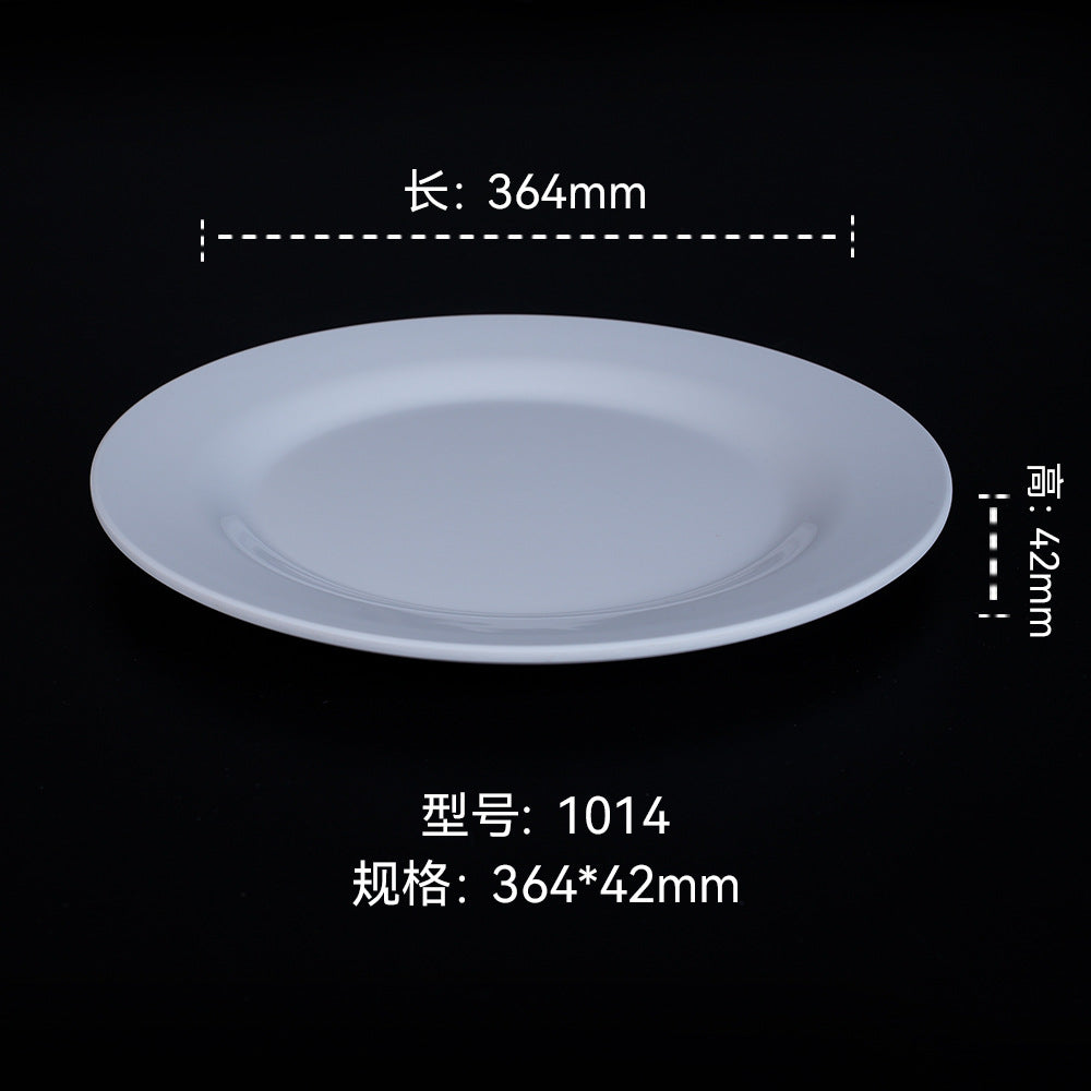 Melamine dinnerware white imitation porcelain premium round plate flat plate plastic dish commercial round plate customization