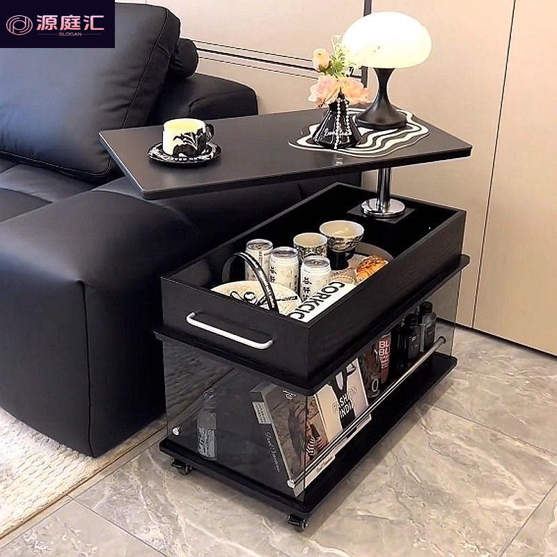 Living room multi-functional sofa side tableaccessible luxury creative balcony movable side cabinetaccessible luxury solid wood adjustablerotate coffee table