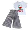 summer new arrivals: girls' letter print flutter sleeve top & wide-leg pants two-piece set (sizes 4-14y)