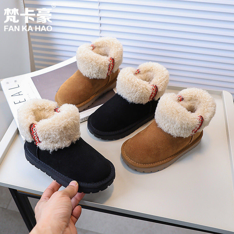 Vancahao girls' snow boots - new  winter collection: kids' lambswool-lined, extra-thick cotton shoes, baby's fuzzy ankle boots