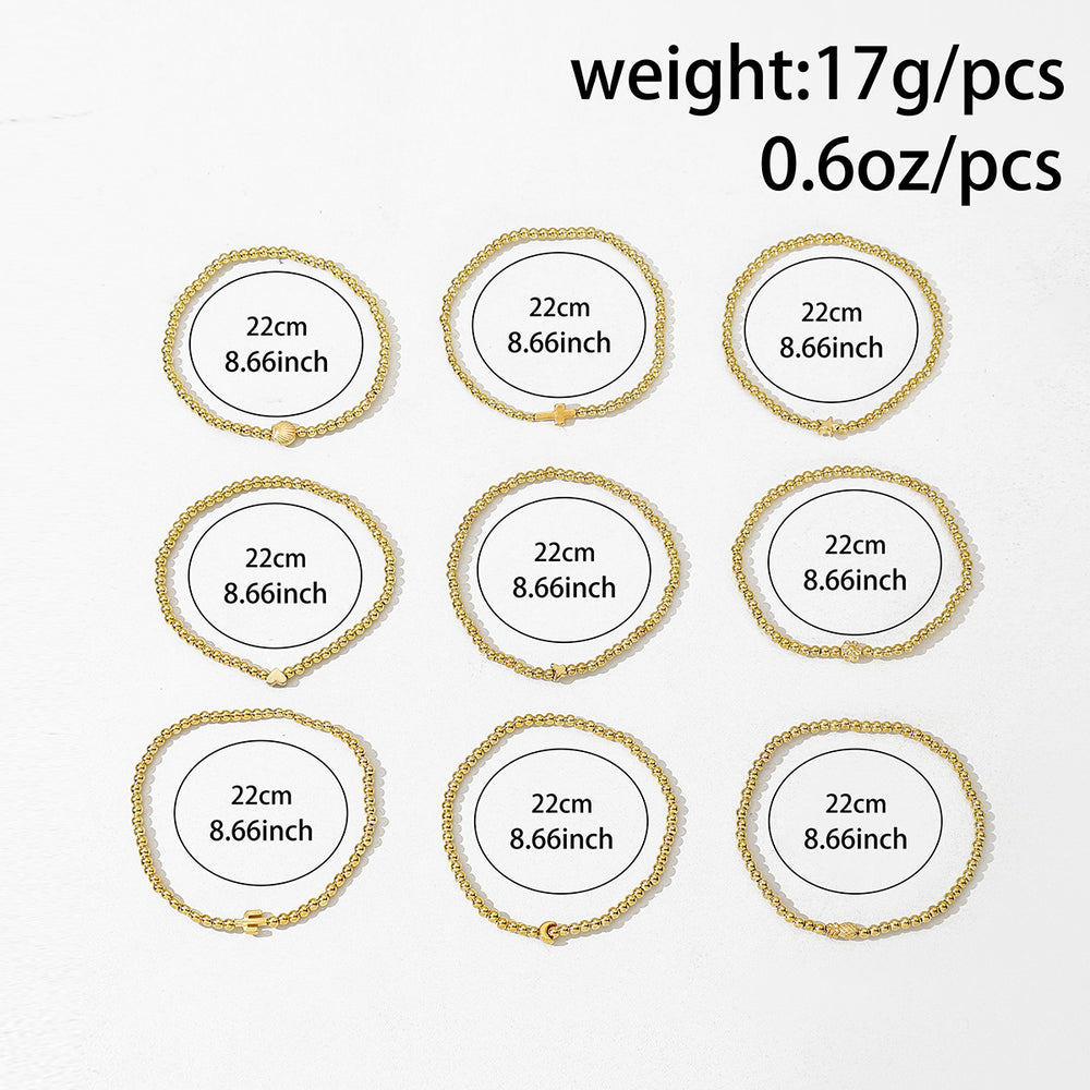 Wholesale foot jewelry: european & american cross-border fashion, minimalist beaded beach style layered anklet set - 9 piece women's set