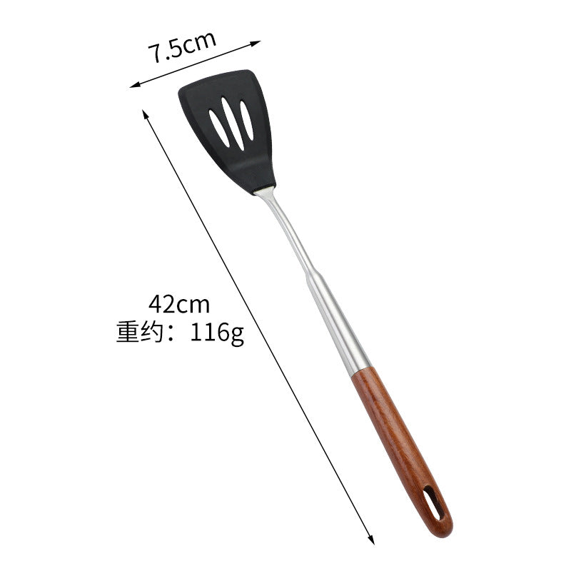 Dao Qi 304 Stainless Steel Kitchenware Kitchen Cooking High Temperature Resistant Silicone Kitchenware Household Insulation Wood Handle Kitchenware