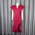 new v-neck flutter sleeve dress ruffle trim bodycon party evening gown
