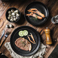 Black japanese-style frosted steak plate, creative commercial snack frosted black long plate, sushi plate, household rice bowl cup