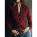 cross-border independent station european and american long-sleeved deerskin velvet shirt women's shirt