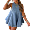 fashionable sleeveless ruffle vest and shorts two-piece set for women - new summer collection for  us & europe