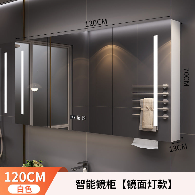 Smart bathroom mirror Solid wood separate wall-mounted bathroom mirror cabinet Locker Toilet storage locker Mirror