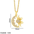 European and american new arrival ethnic style micro-embedded zircon titanium steel sun necklace for women, non-fading accessible luxuryniche style clavicle chain jewelry