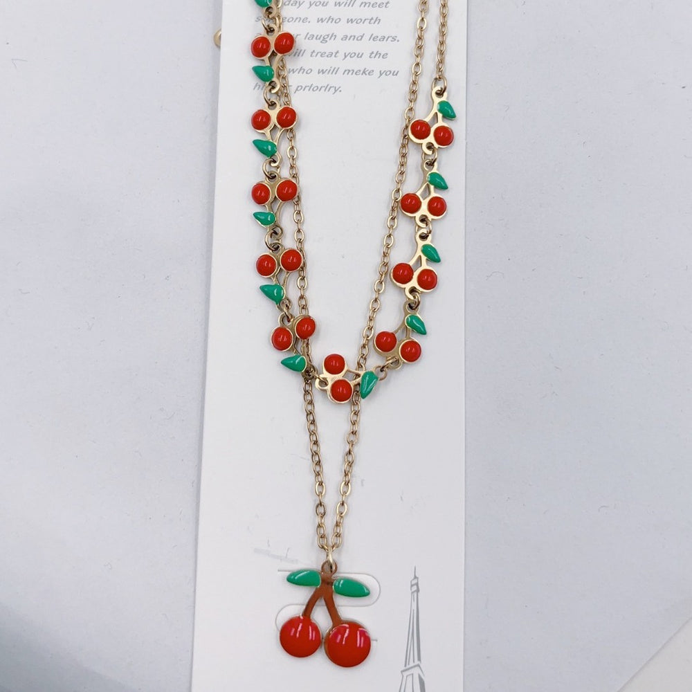 fashion best-selling red cherry anklet suit women's summerfashion small fresh red dripping oil anklet jewelry