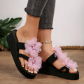 Women's flip-flops for cross-border e-commerce: new 2024 summer collection - floral thick-soled sandals, perfect for students, outdoor wear, beach vacations, and lounging