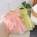 Girls' dress with flutter sleeves, summer baby girl mesh tutu dress, super fairy princess dress, performance bow trendy style