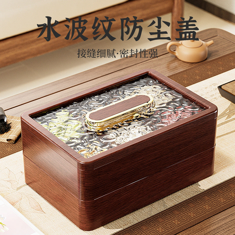 Wood grain new Chinese dried fruit storage box fruit tray refreshment tray household living room compartment snack candy box nut tray