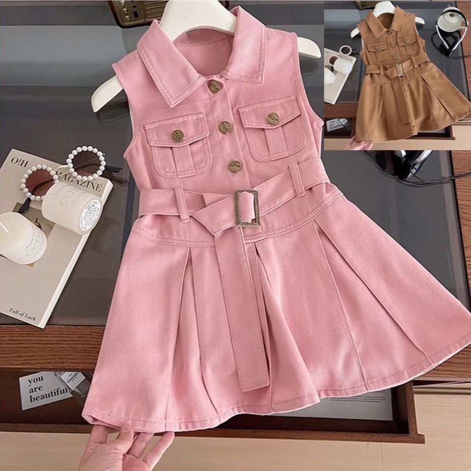 summer new korean style girls' chic sleeveless fitted denim dress - wholesale for kids' fashion (tiktok dropshipping available)