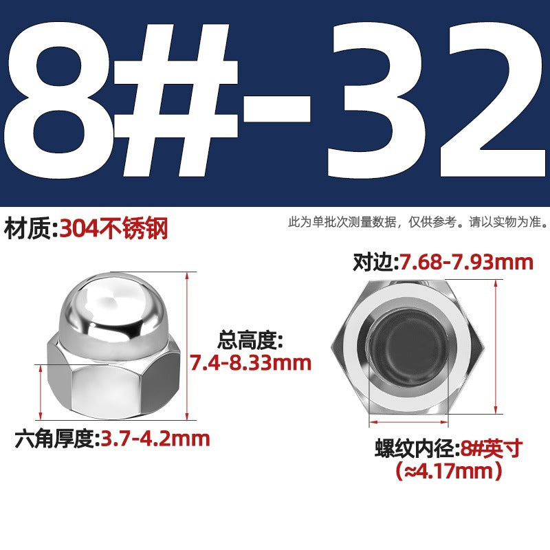 304/201/316 stainless steel round ball head nut cover type decorative screw cap female cap 3M4M5M6M8