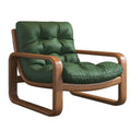 $green leather + wood color frame$