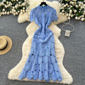 Frenchaccessible luxury celebrity heavy industry cut out crochet lace silmdress women's waist elegant mermaid dress long skirt