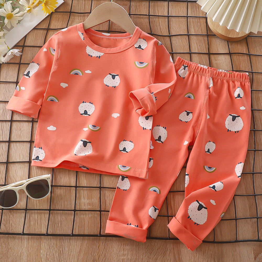 Kids' pajama set spring lycra cotton baby underwear boys' loungewear girls' thermal underwear children's clothing wholesale