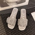 Plus size women's slides for export -  summer new arrivals: european & american fashion rhinestone flat one-strap sandals