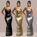C7332 cross-border new european and american  party evening dress sequin suspender dress foreign trade women's long dress
