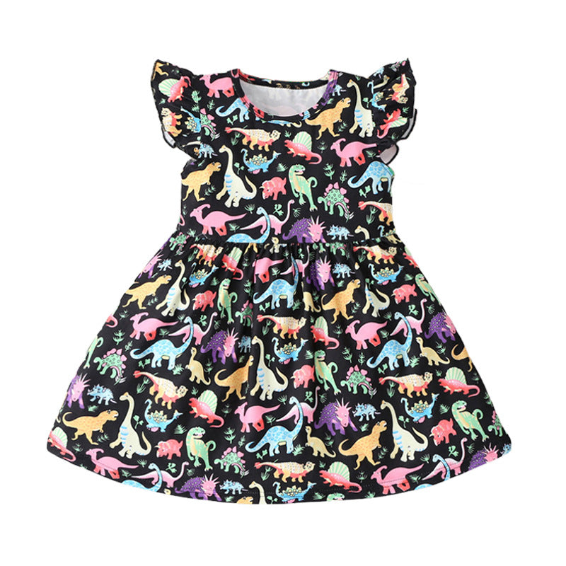 fashionexport children's clothing flying sleeve dinosaur dress