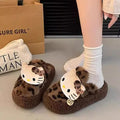 New autumn/winter cotton slippers: warm, comfortable leopard print kitten design, closed-toe fuzzy slippers for women, perfect for indoor use