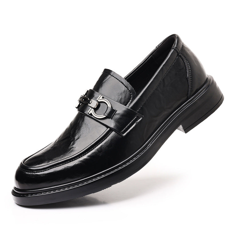 Men's leather shoes: new trendy fashion business dress shoes, non-slip, wear-resistant, slip-on loafers, casual moccasins
