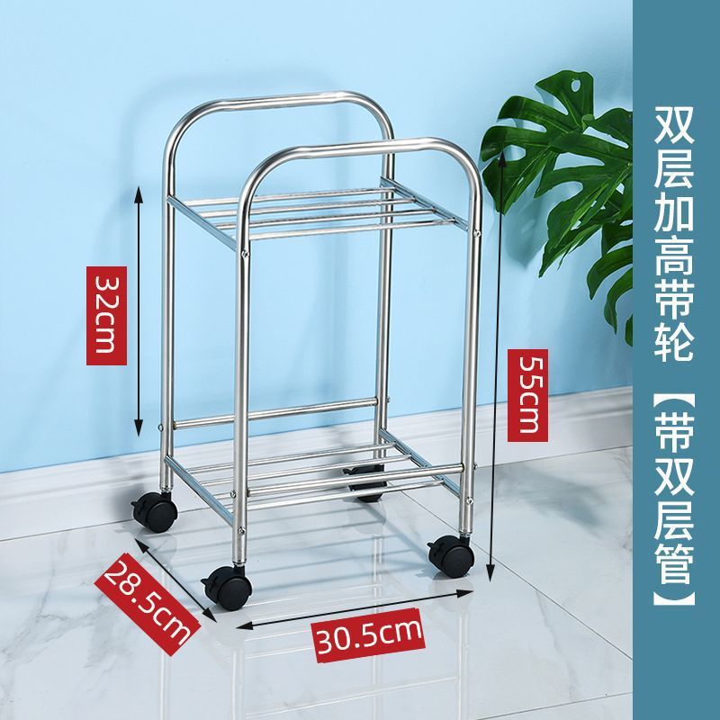 Stainless steel 2-layer trolley DIY Xiaohongshu with wheel rack basin frame bedroom multi-layer mobile storage cp