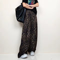 Retro leopard print high waistloose pants women's drapedloosemoppants street trend slimming look breathable casual pants